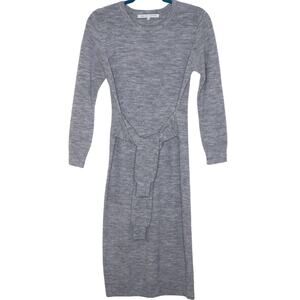 ENGLISH FACTORY Tie Waist Sweater Knit Dress Long Sleeve Heather Grey Women's S